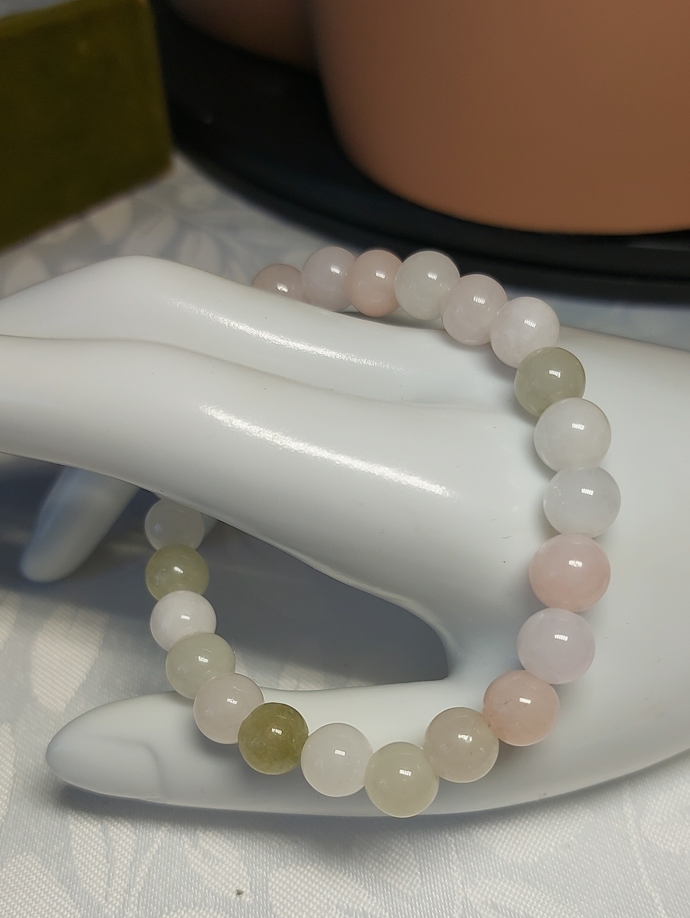 Jadeite Semi-precious Stone 8mm Bead Stretch Bracelet - Picture 2 of 3